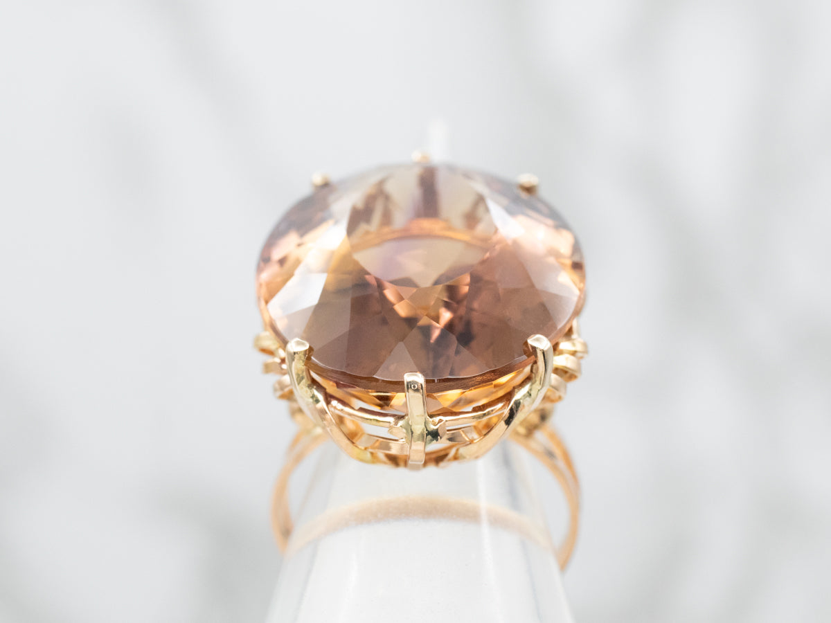 Smoky Quartz Solitaire Cocktail Ring