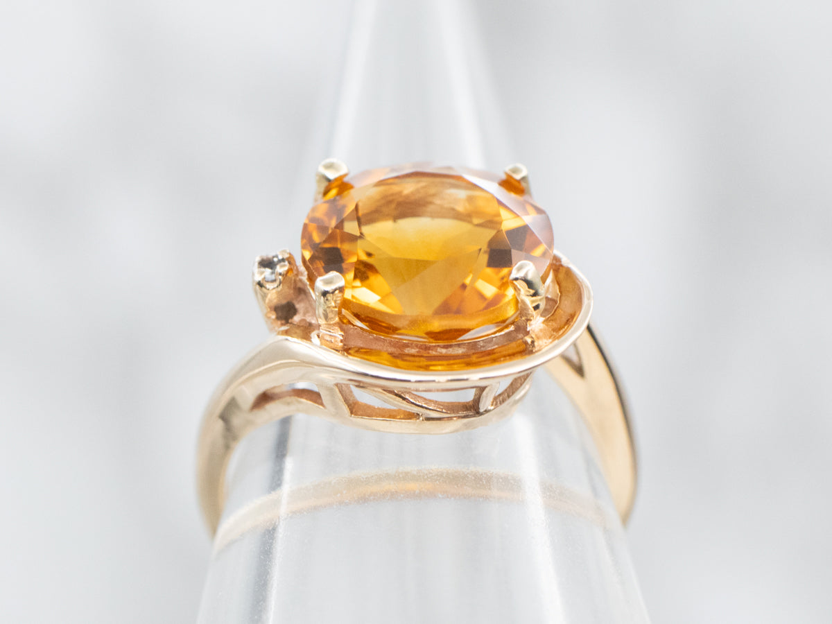 Citrine and Diamond Bypass Ring