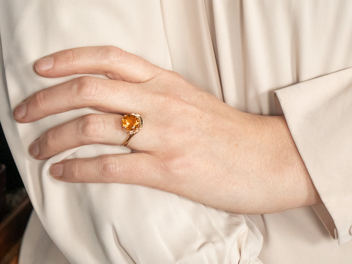 Citrine and Diamond Bypass Ring