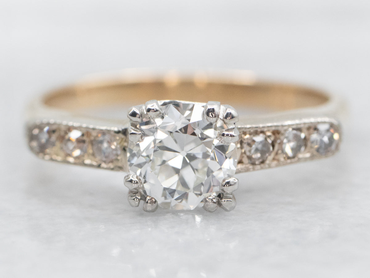 Retro European Cut Diamond Engagement Ring