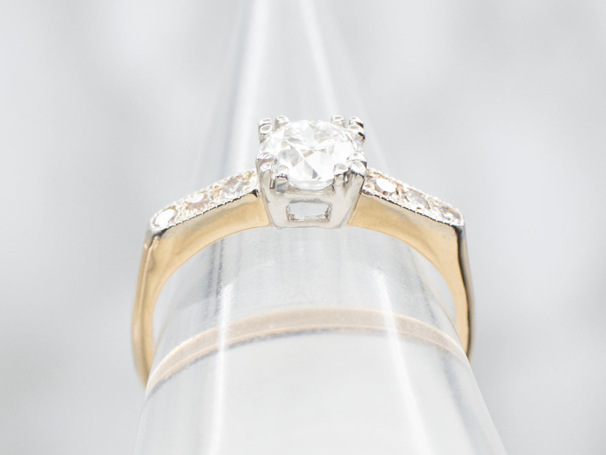 Retro European Cut Diamond Engagement Ring