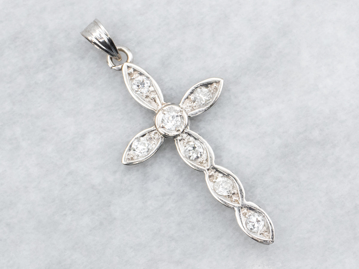 Old Mine Cut Diamond Cross Pendant