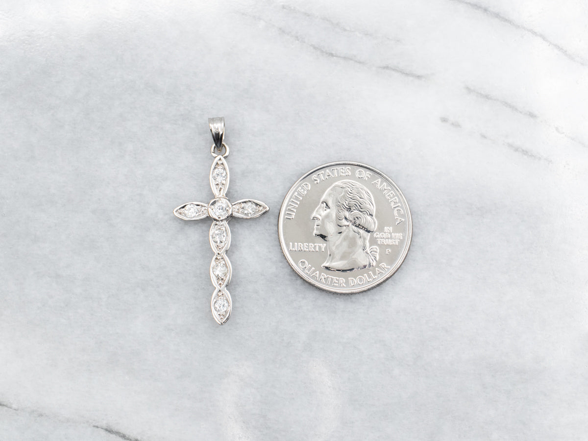 Old Mine Cut Diamond Cross Pendant