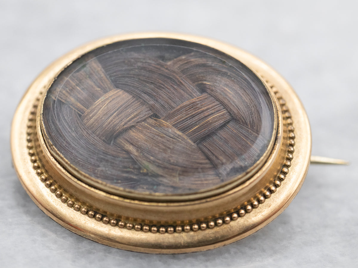 Victorian Braided Hair Mourning Brooch