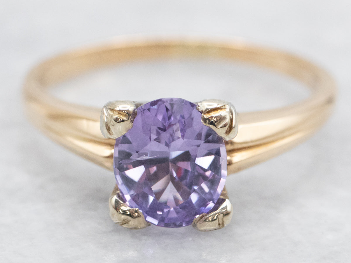 Oval Cut Purple Sapphire Solitaire Ring