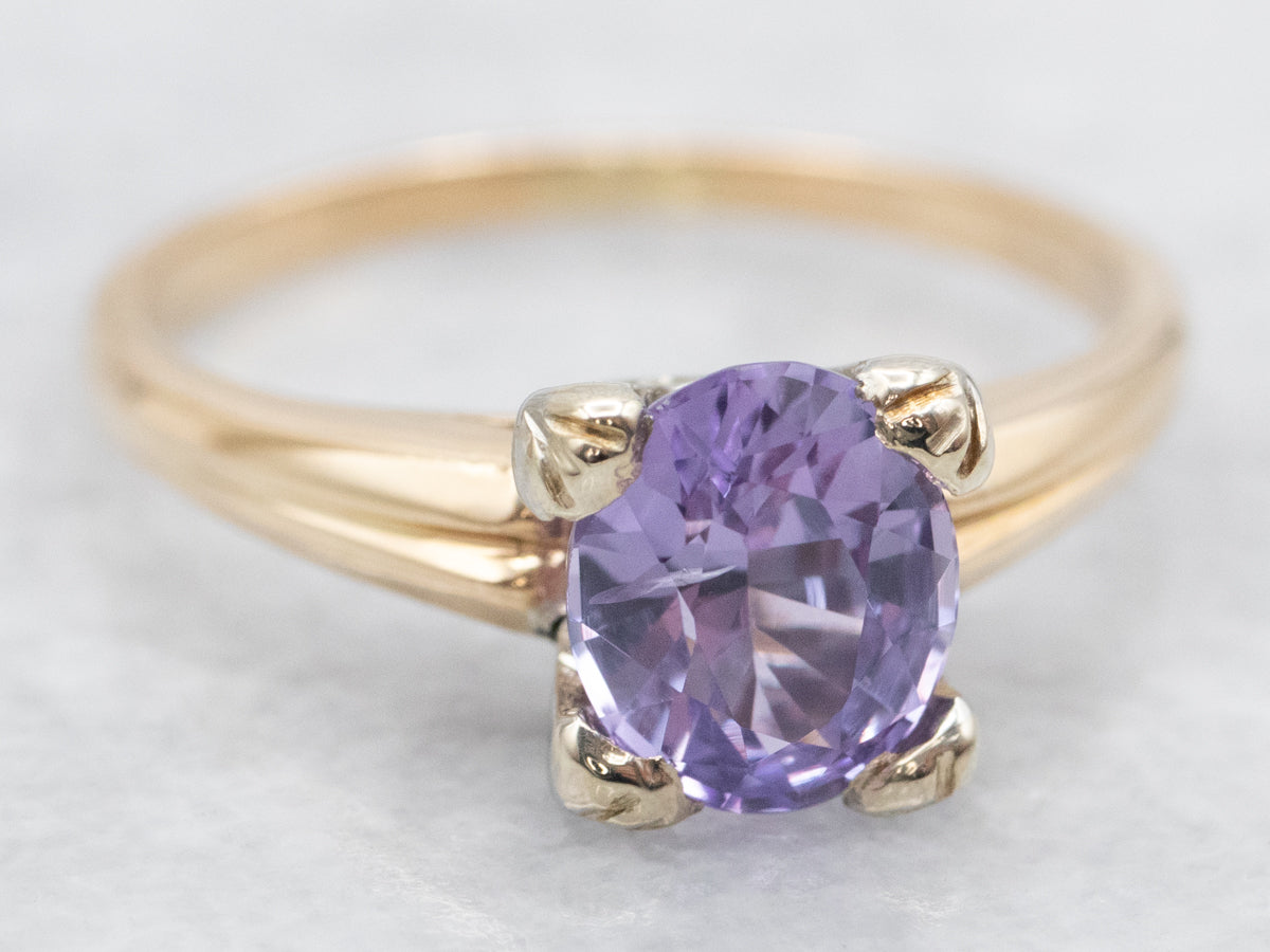 Oval Cut Purple Sapphire Solitaire Ring