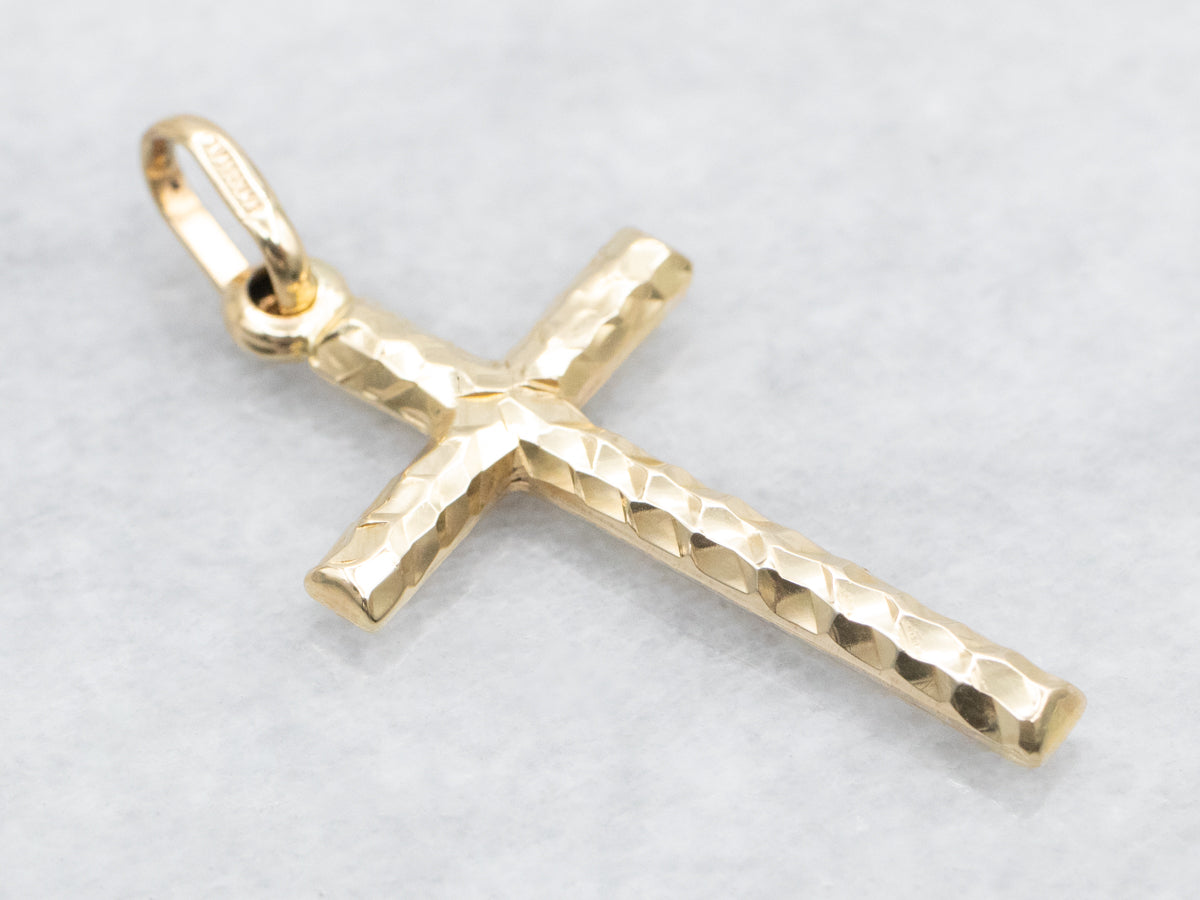 Textured Gold Cross Pendant