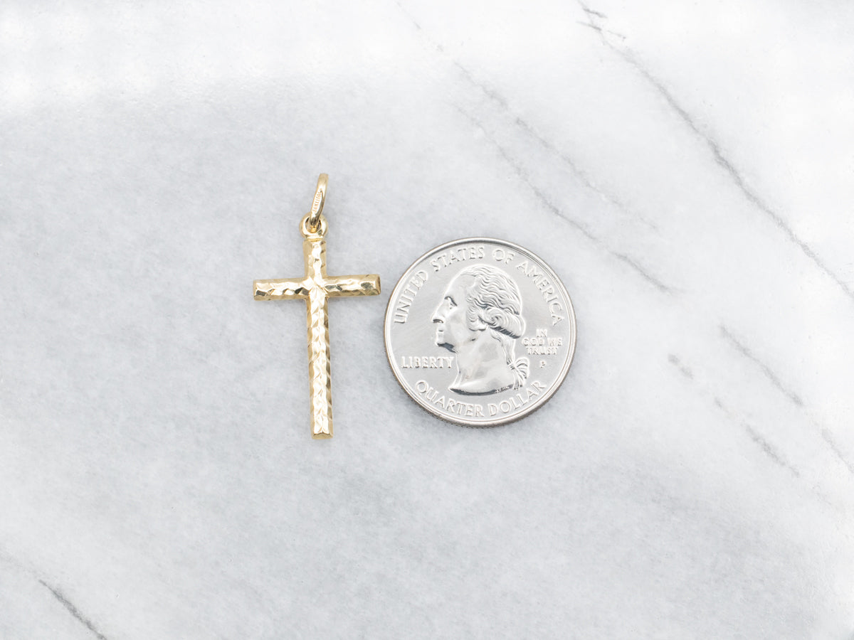 Textured Gold Cross Pendant