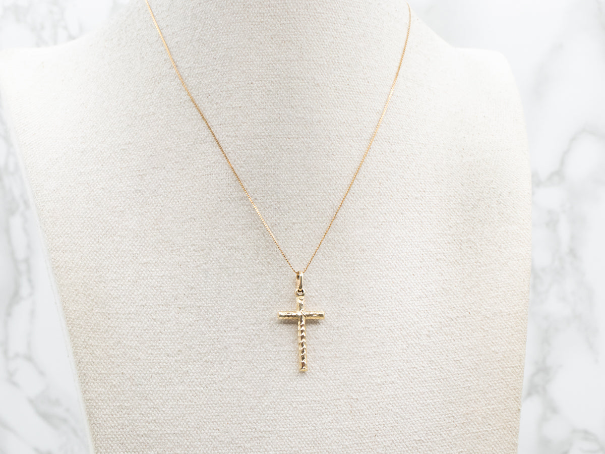 Textured Gold Cross Pendant