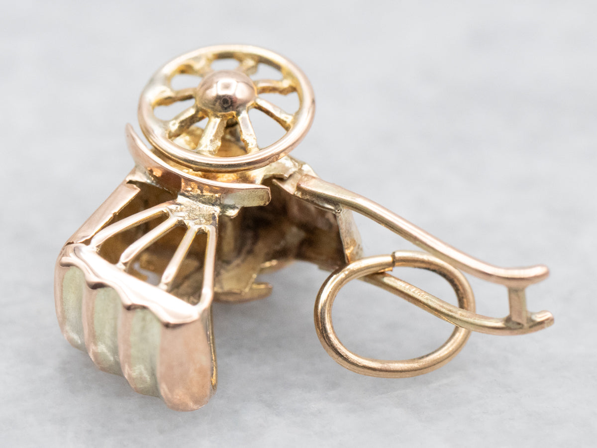 Carriage Charm with Moving Wheels