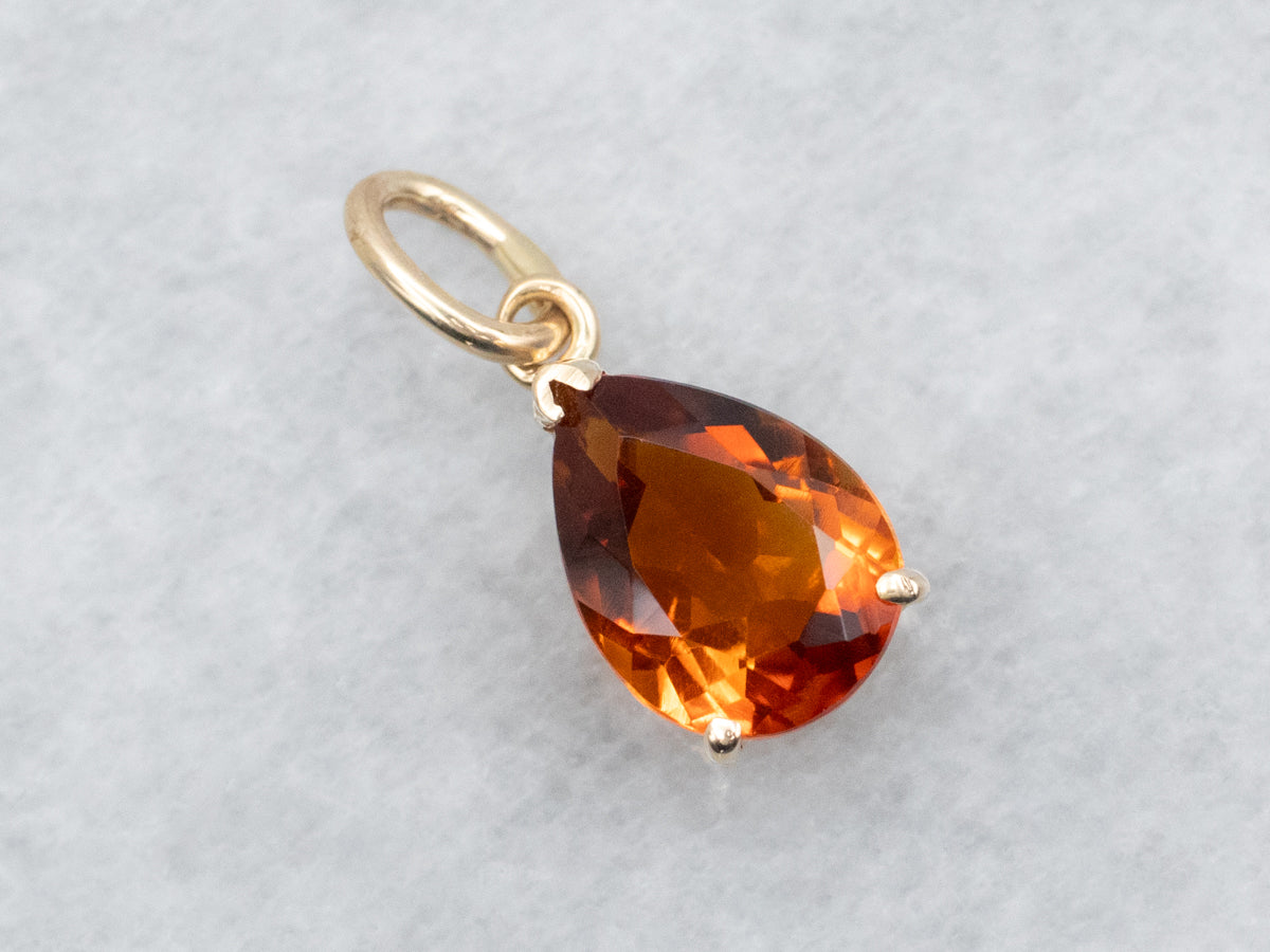 Golden Citrine Solitaire Pendant