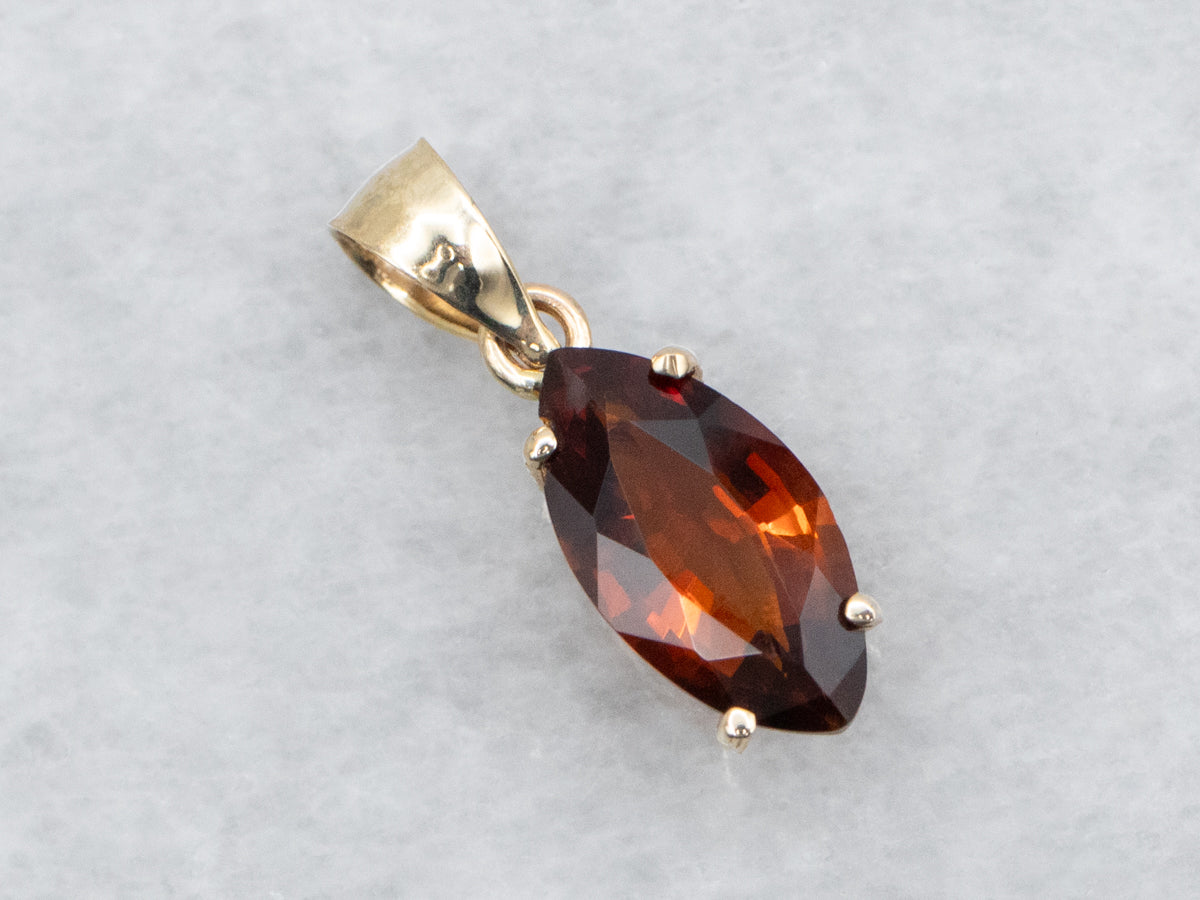 Marquise Cut Citrine Solitaire Pendant