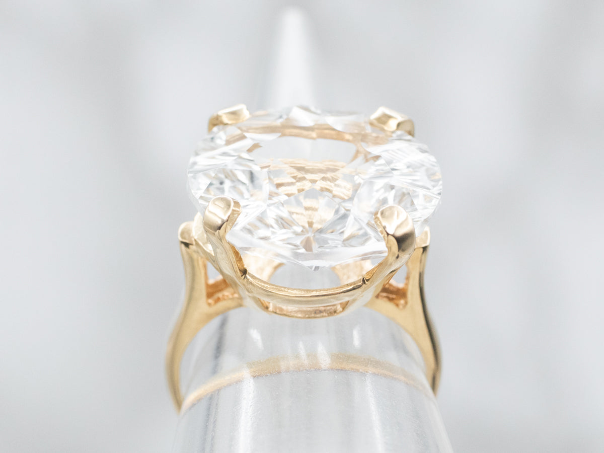 White Topaz Solitaire Cocktail Ring