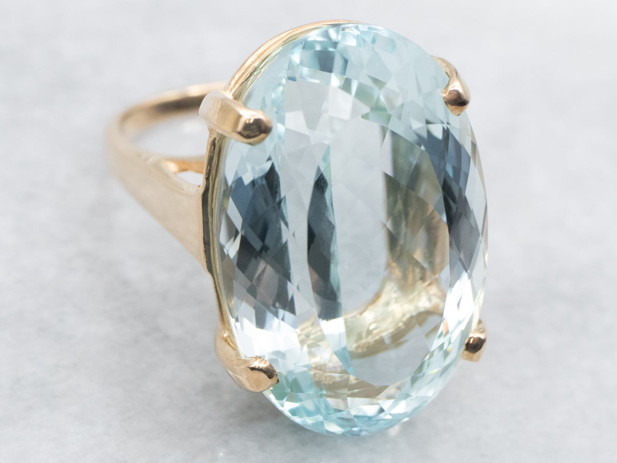 Aquamarine Solitaire Cocktail Ring