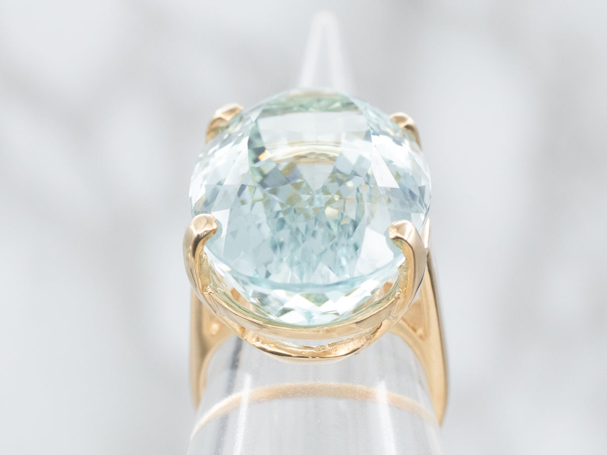 Aquamarine Solitaire Cocktail Ring