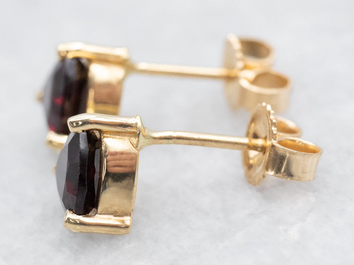 Trillion-Cut Garnet Stud Earrings