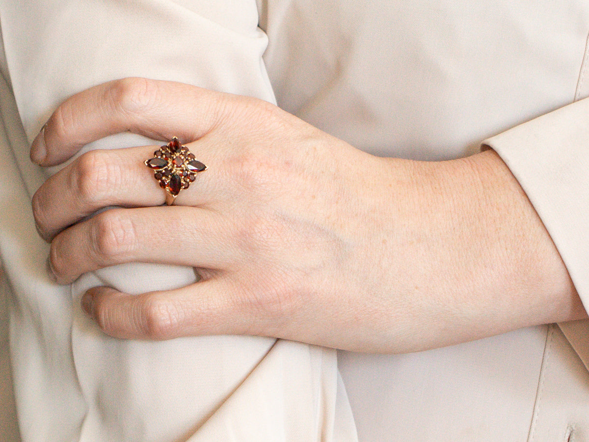 Vintage garnet cluster rings sales
