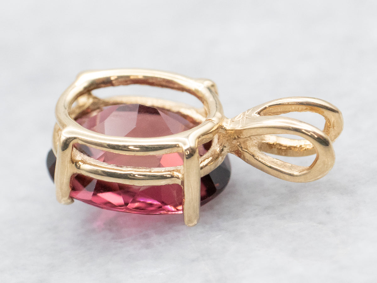 Oval-Cut Pink Tourmaline Solitaire Pendant