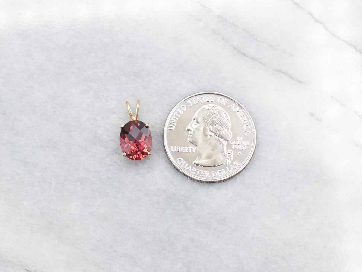 Oval-Cut Pink Tourmaline Solitaire Pendant