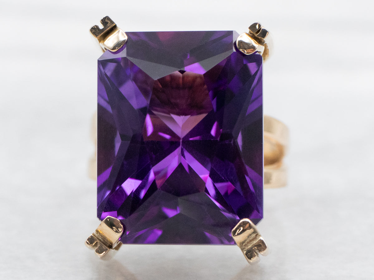 Emerald-Cut Amethyst Cocktail Ring