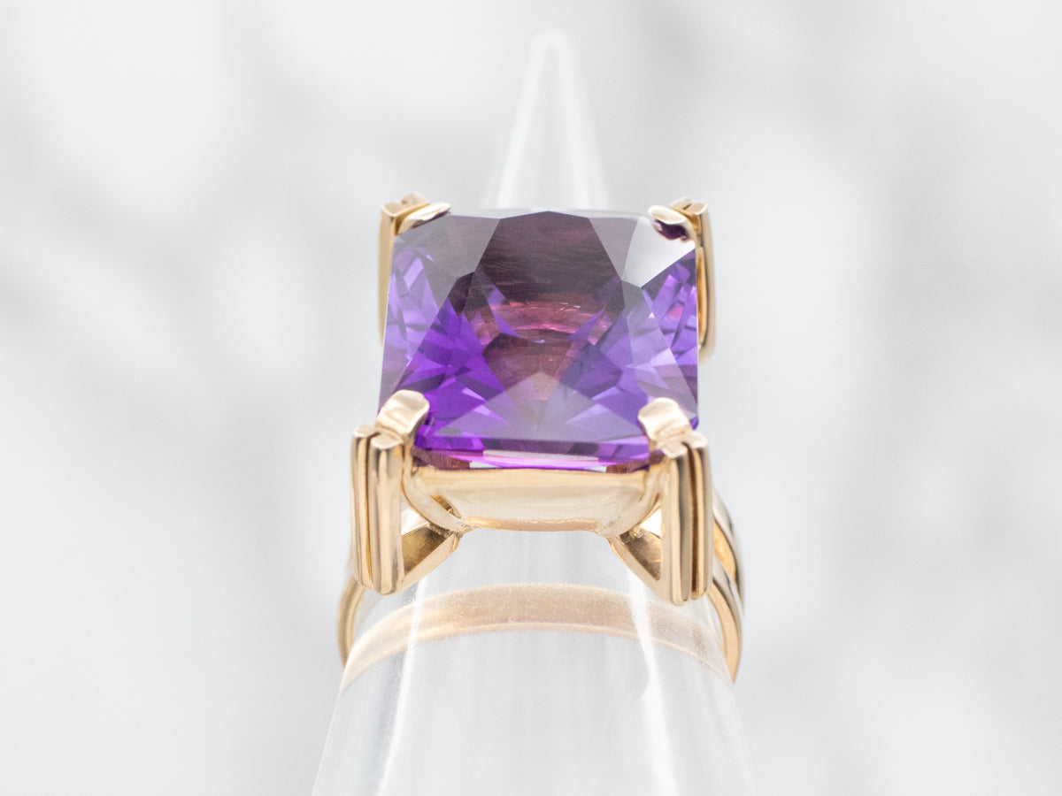 Emerald-Cut Amethyst Cocktail Ring