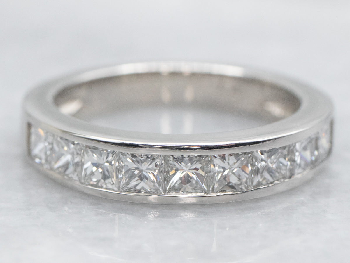 Platinum Channel Set Princess Cut Diamond Band