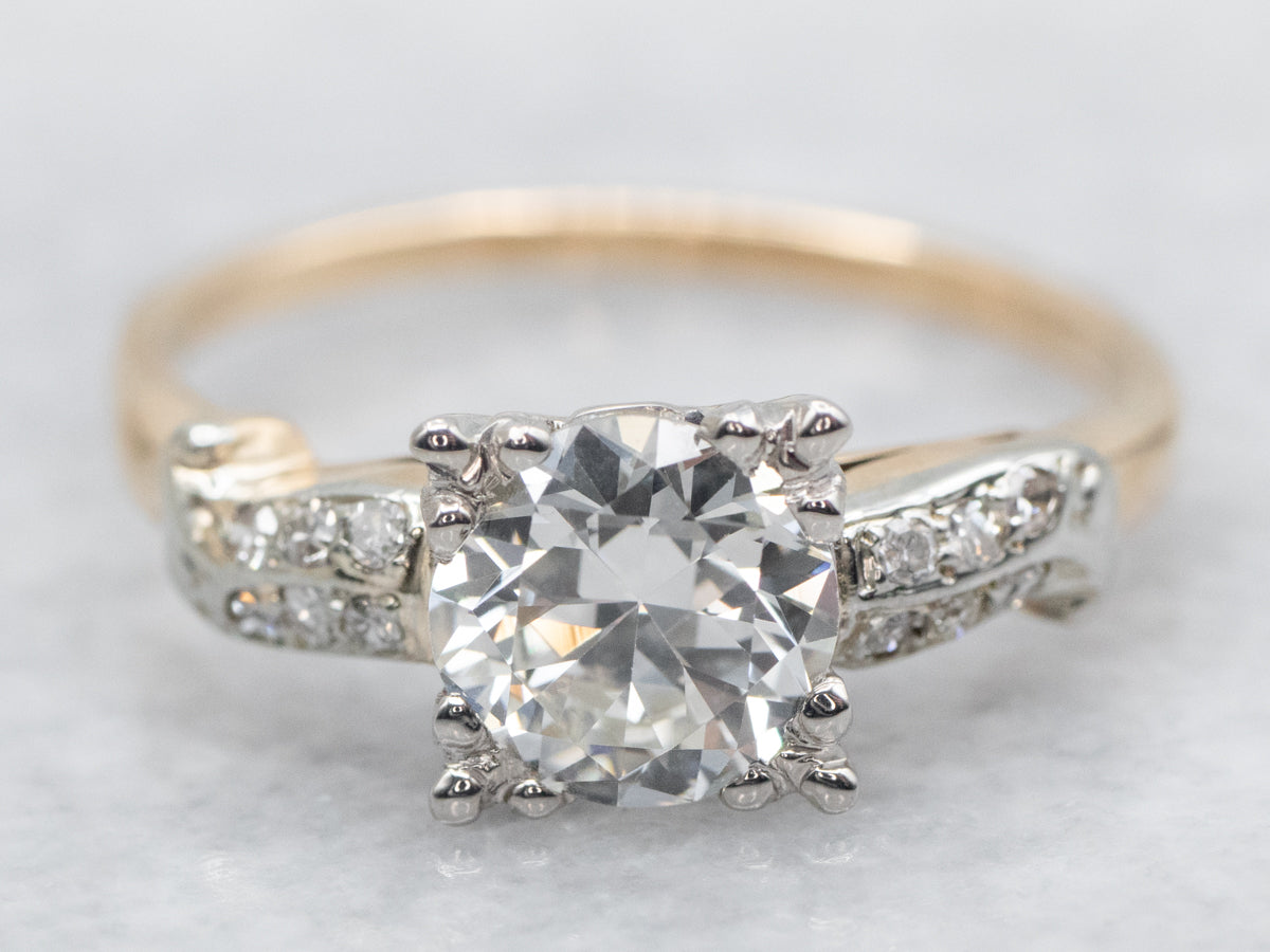 Retro Era European Cut Diamond Engagement Ring