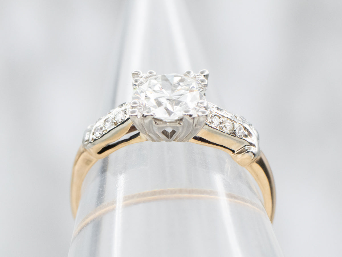 Retro Era European Cut Diamond Engagement Ring