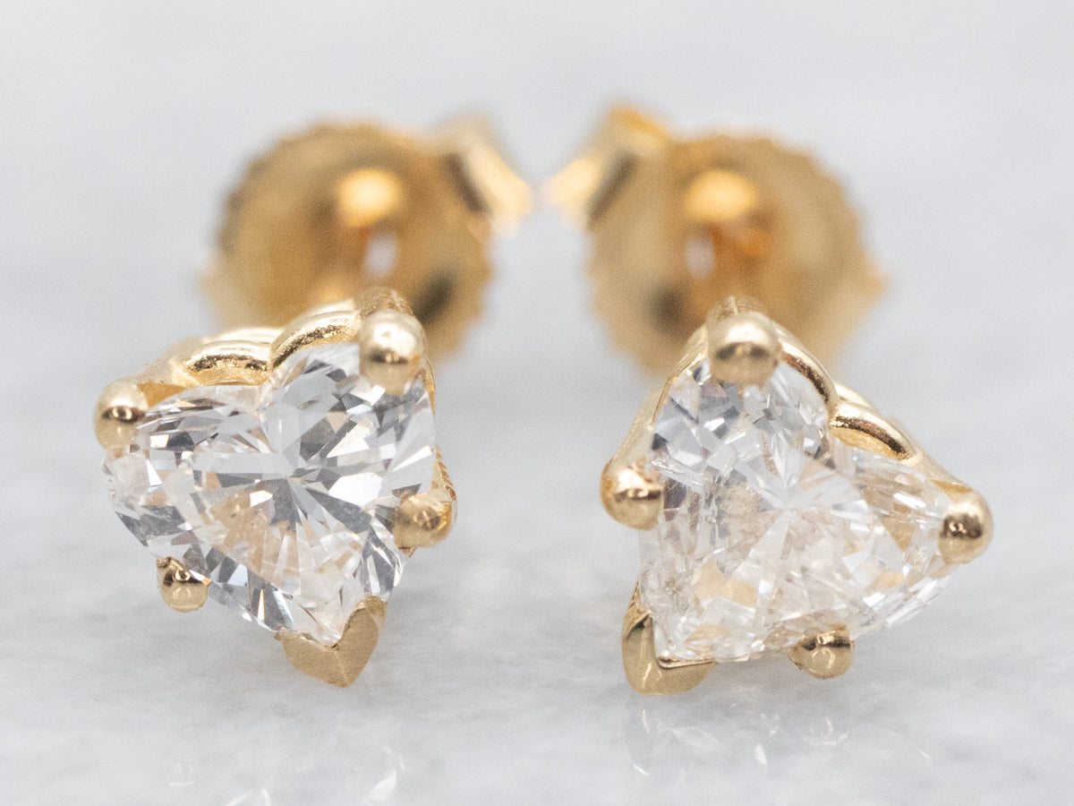 Heart Shaped Diamond Stud Earrings