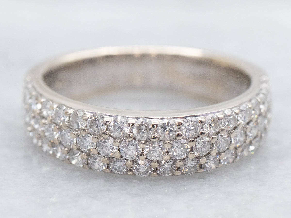 White Gold Diamond Triple Row Wedding Band