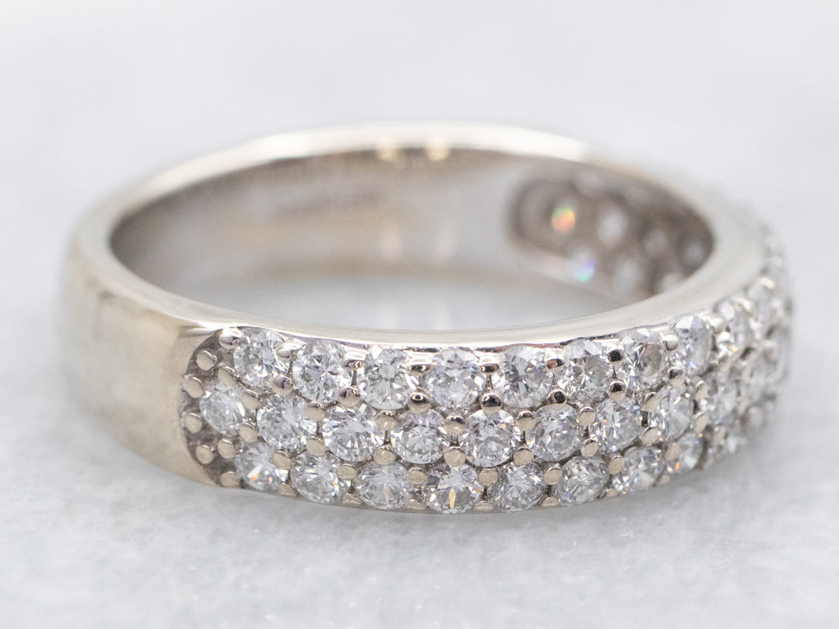 White Gold Diamond Triple Row Wedding Band