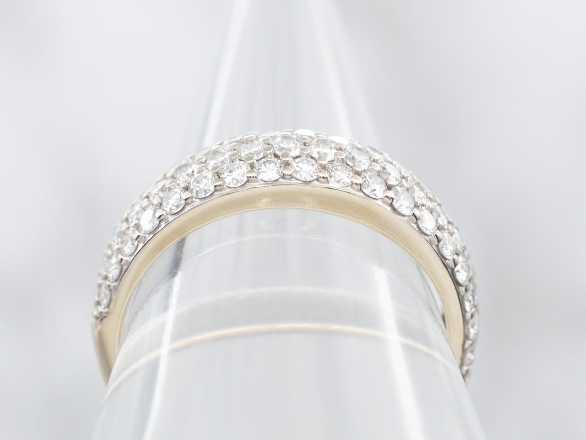 White Gold Diamond Triple Row Wedding Band