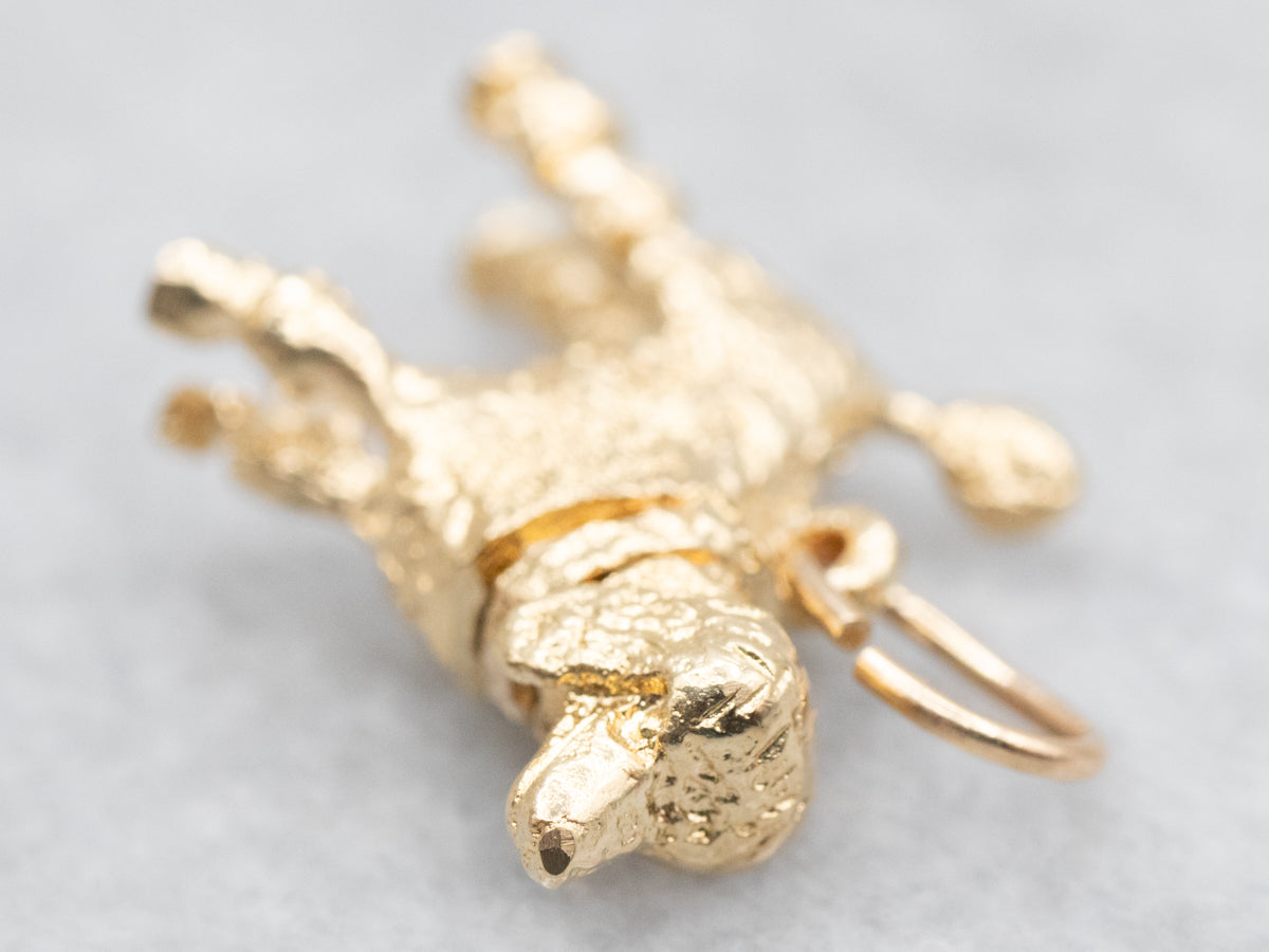 Yellow Gold Poodle Charm with Moving Head