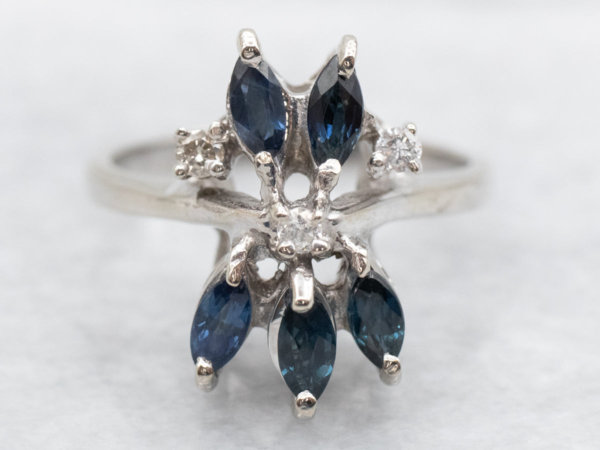 White Gold Diamond and Sapphire Ring