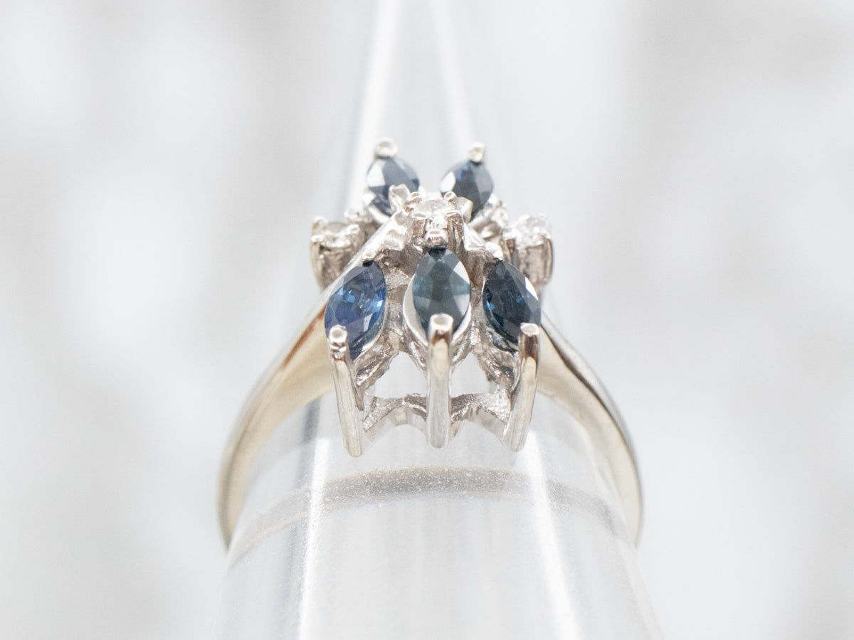 White Gold Diamond and Sapphire Ring