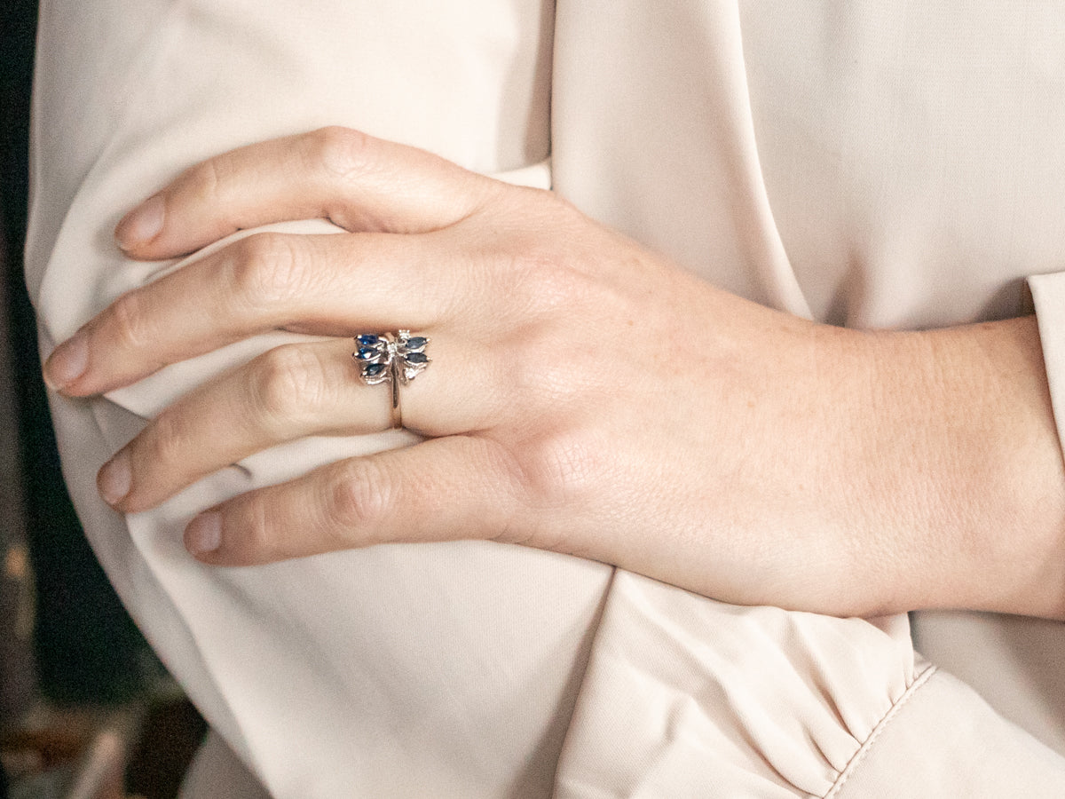 White Gold Diamond and Sapphire Ring