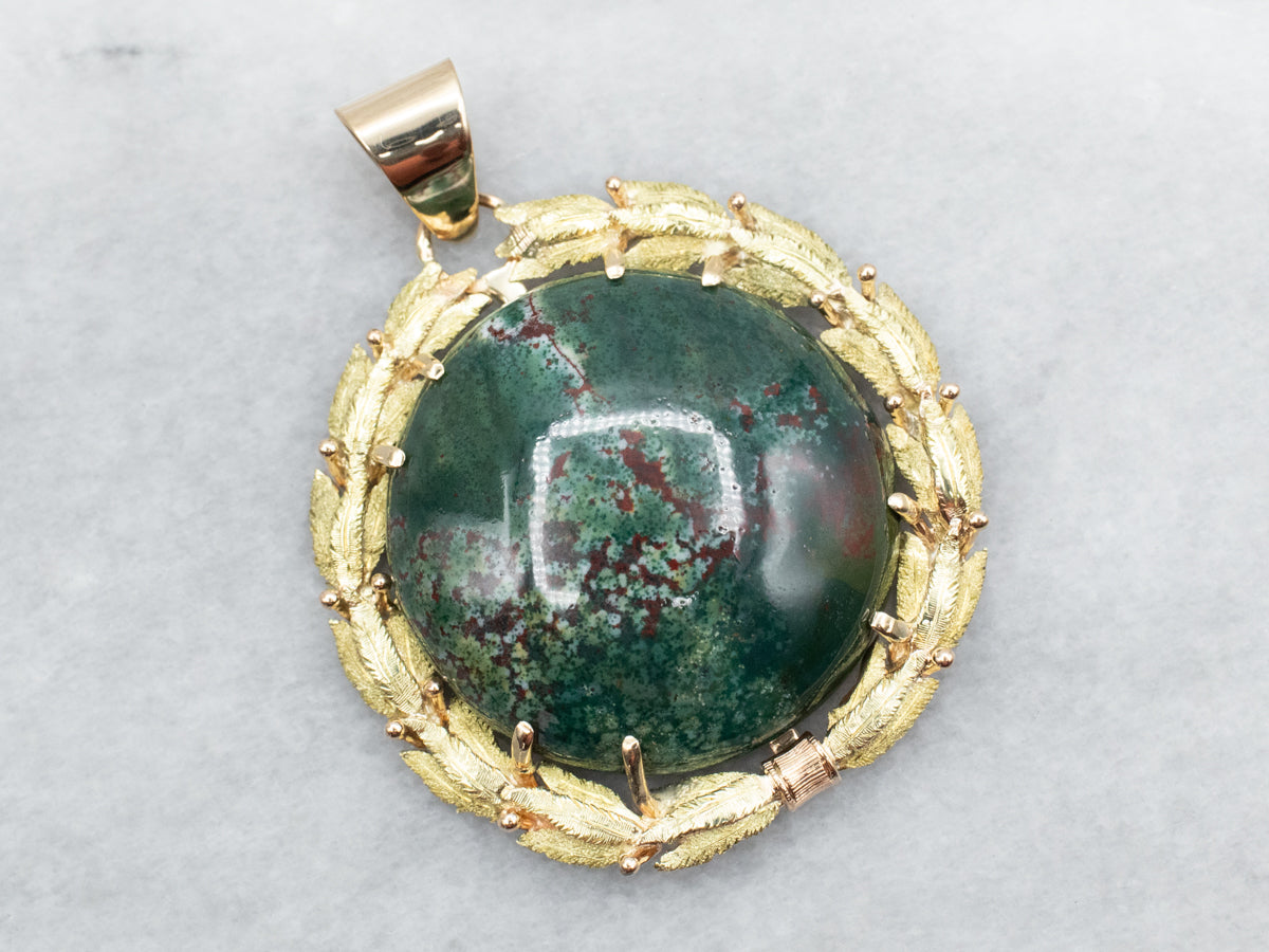 Bold Bloodstone Laurel Wreath Pendant