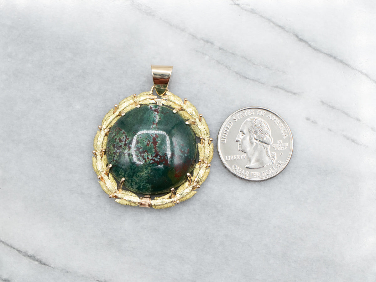 Bold Bloodstone Laurel Wreath Pendant