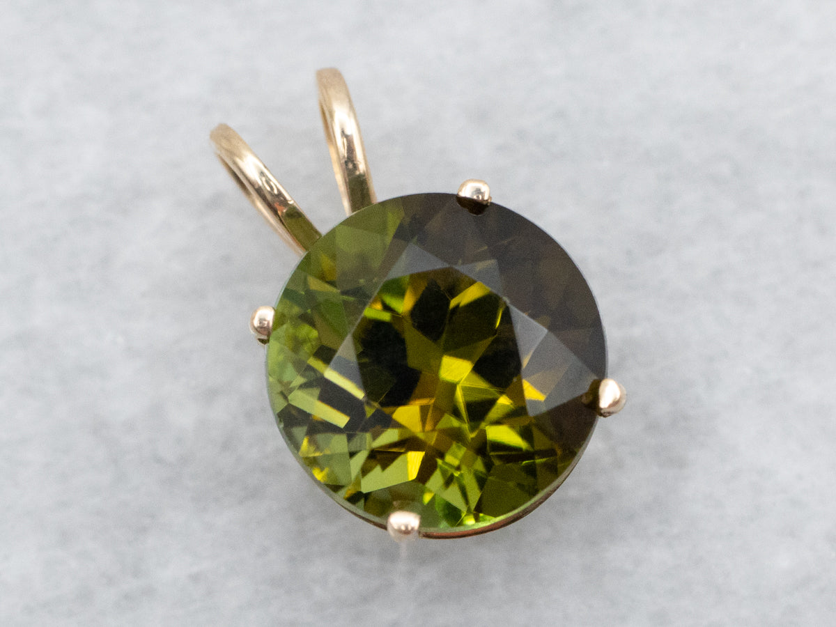 Green Tourmaline Solitaire Pendant