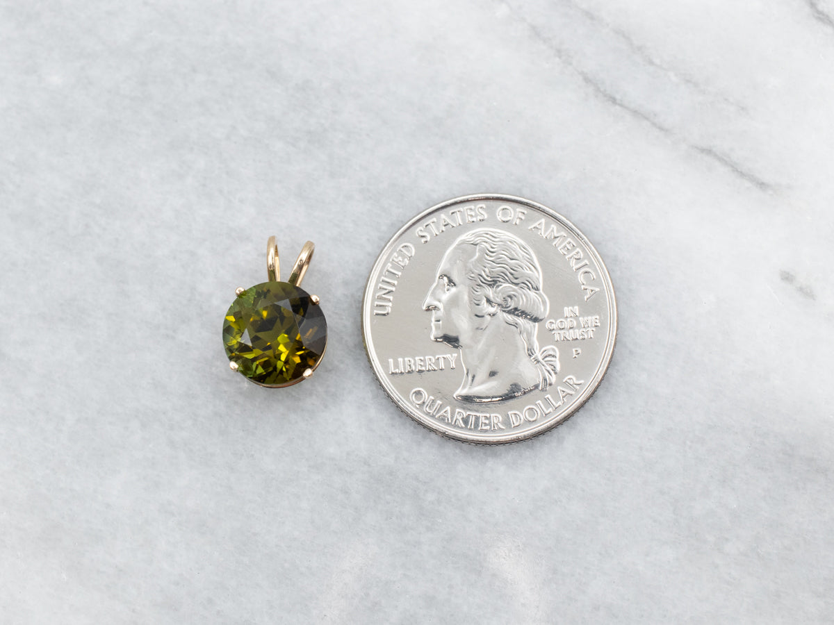 Green Tourmaline Solitaire Pendant