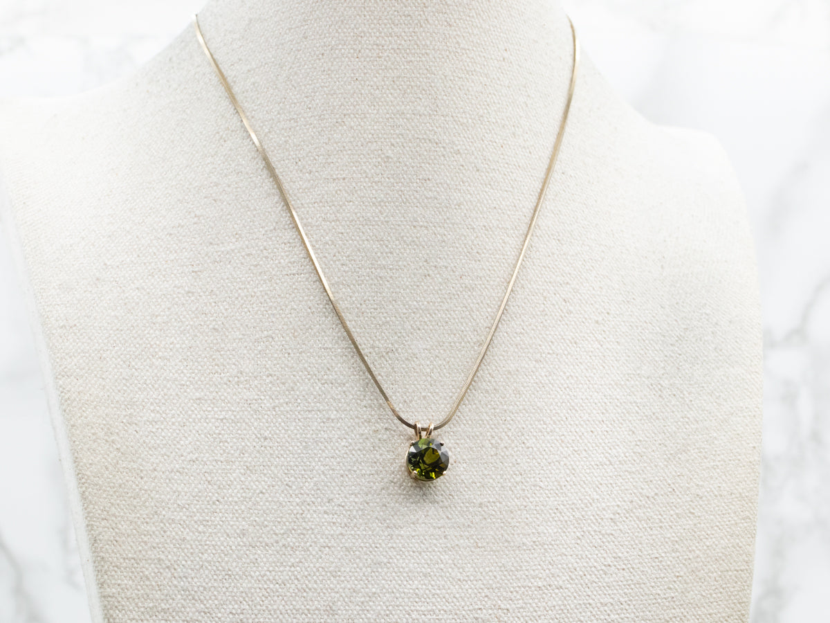 Green Tourmaline Solitaire Pendant