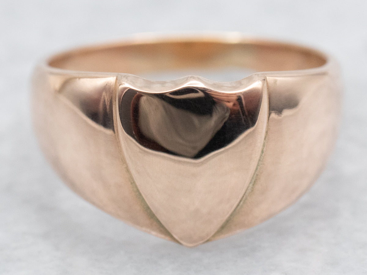 Rose Gold Shield Signet Ring