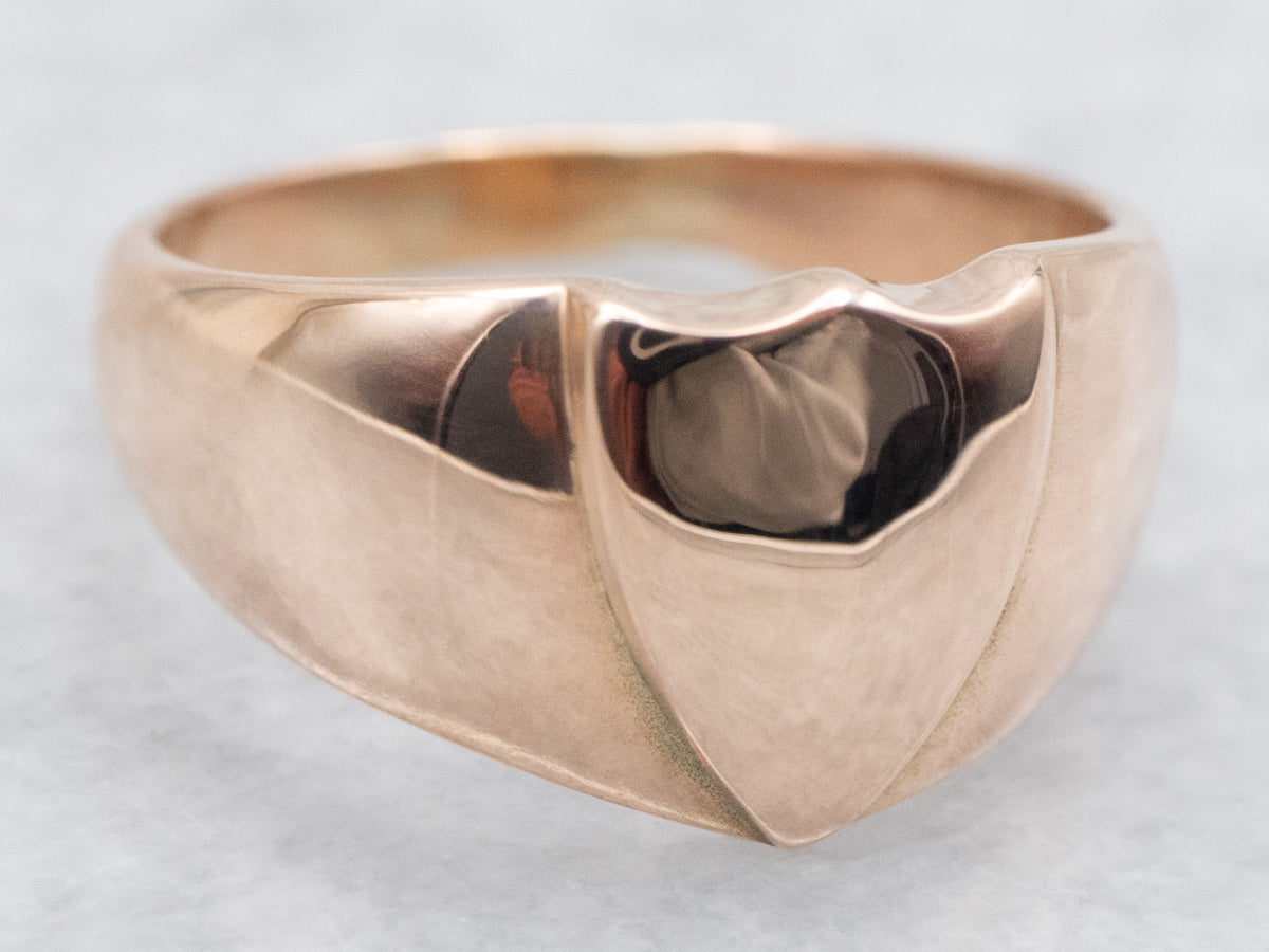 Rose Gold Shield Signet Ring