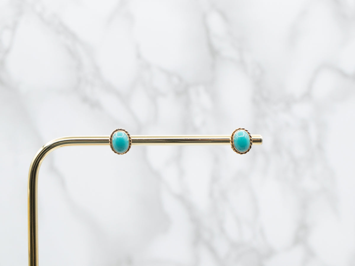 Turquoise Stud Earrings with Twisted Frame