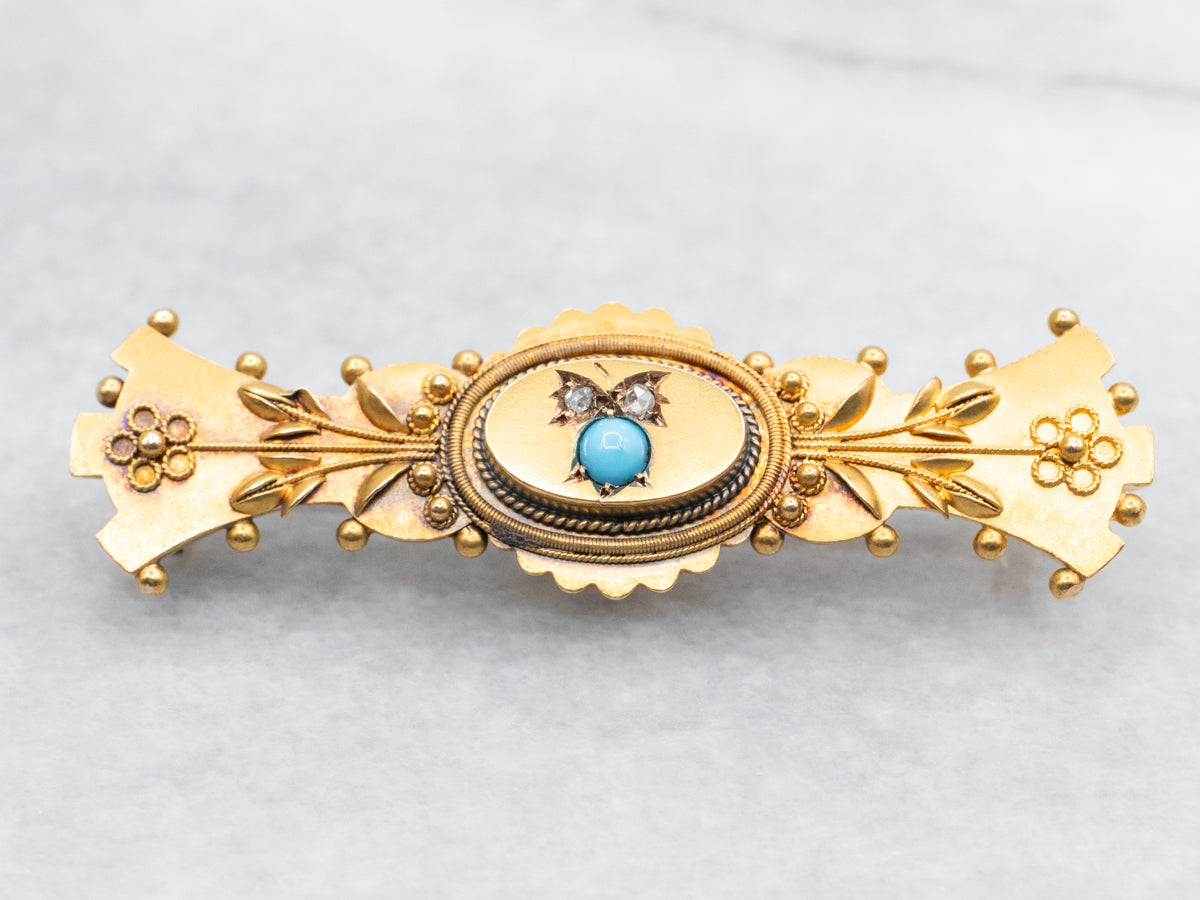 Victorian Blue Glass and Diamond Brooch