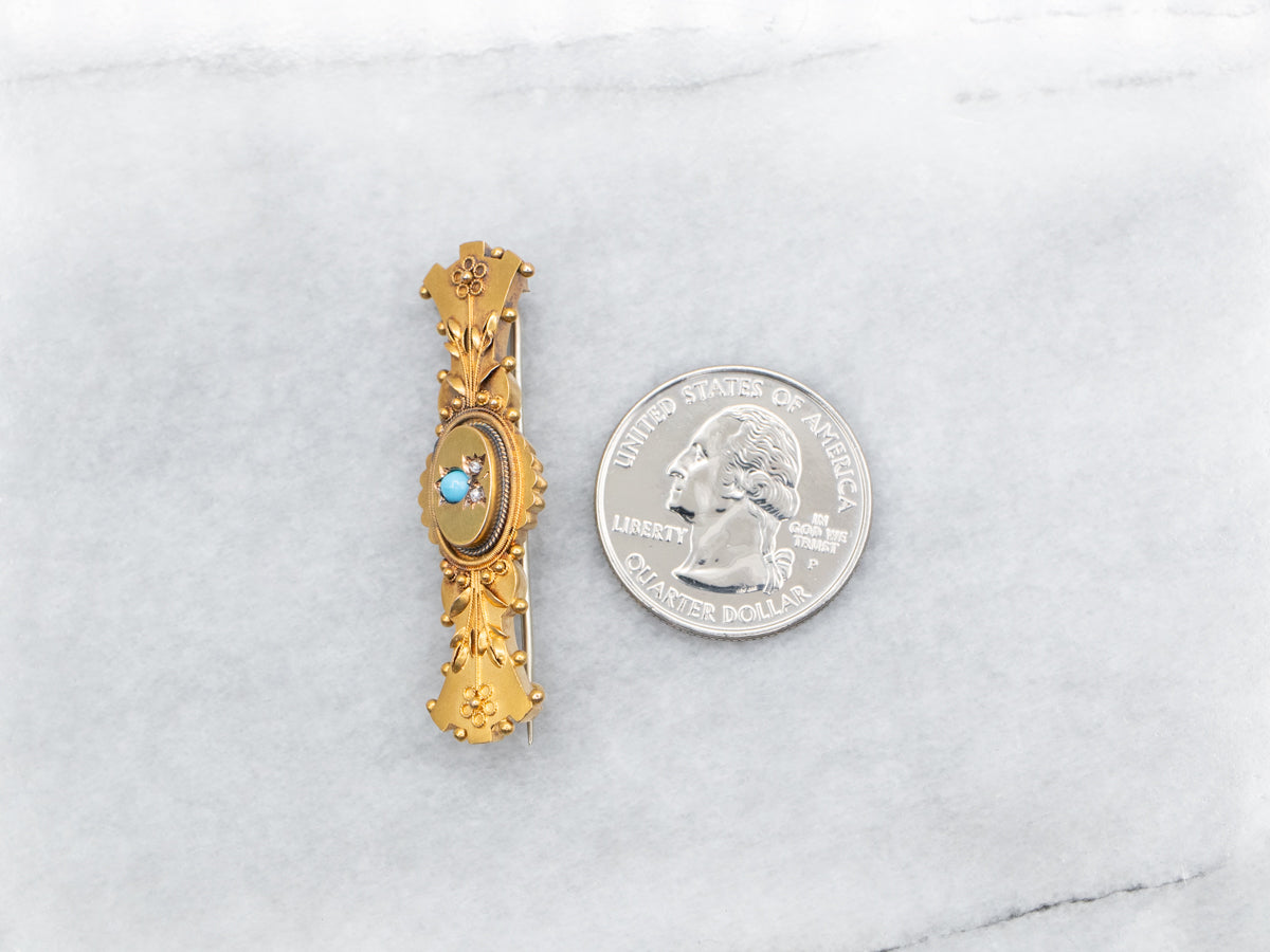 Victorian Blue Glass and Diamond Brooch