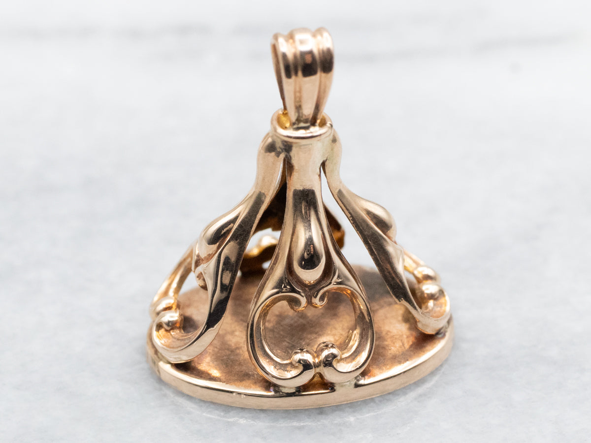 Ornate Fob Pendant with &quot;JS&quot; Engraved