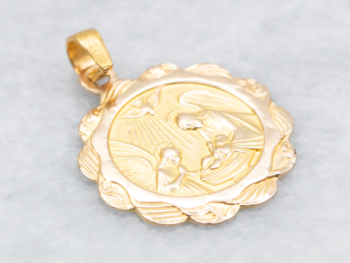 Religious Medal Disc Pendant