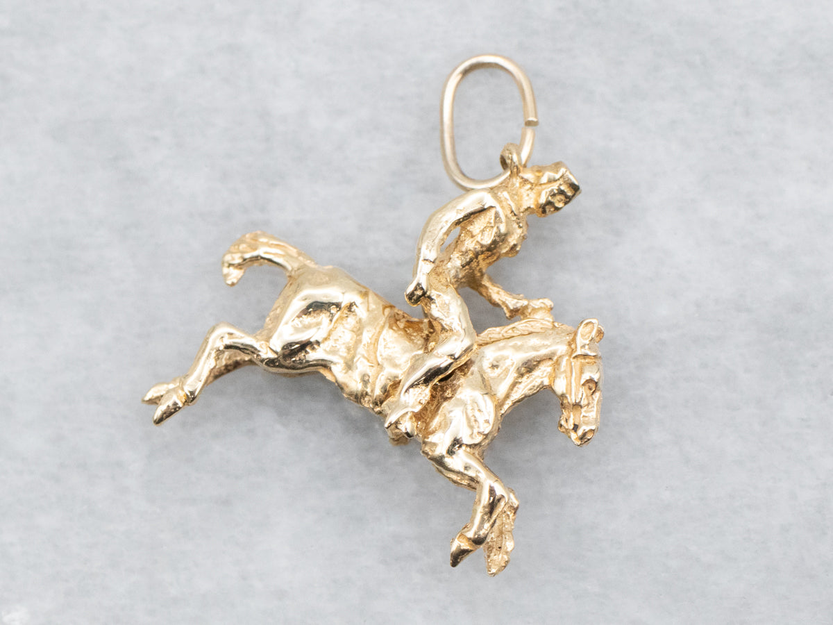 Gold Horse and Rider Pendant