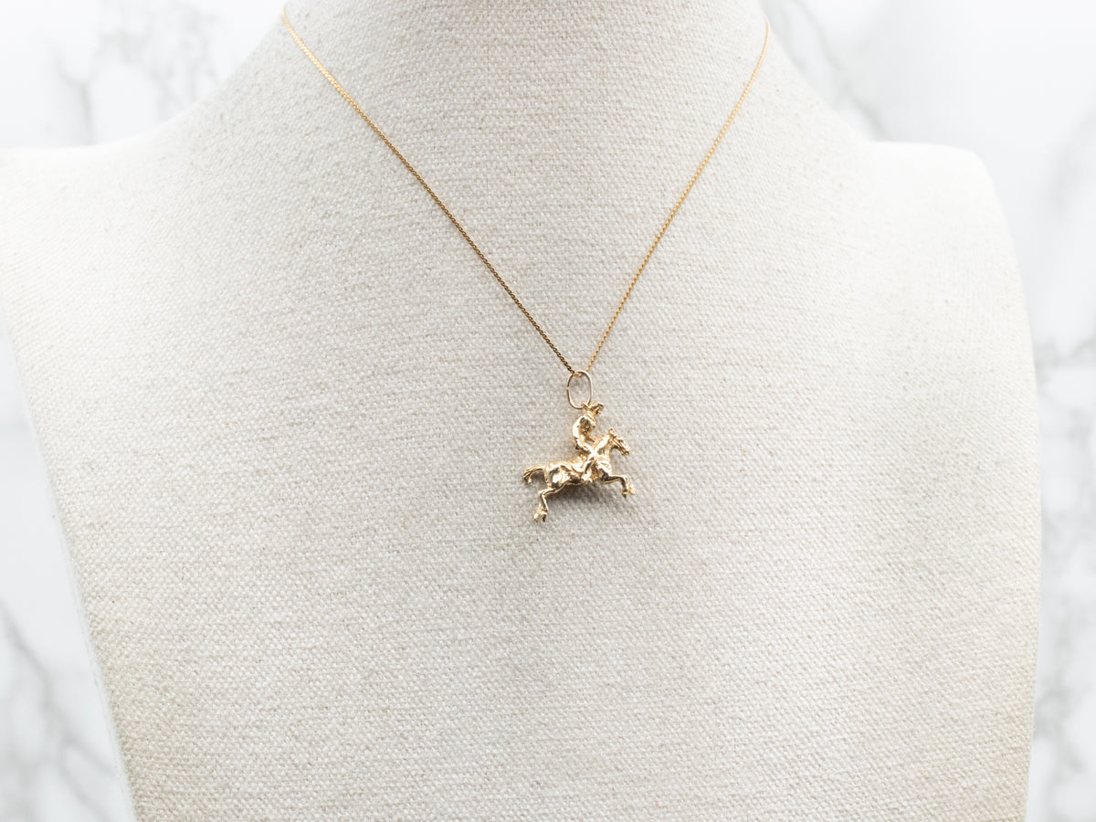 Gold Horse and Rider Pendant